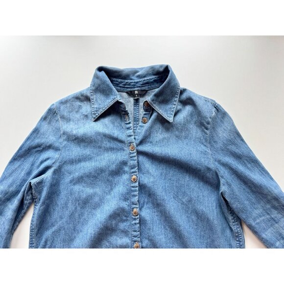 BANANA REPUBLIC Reigh Classic Denim Shirt Medium Blue Button Up Blouse, Size S - Picture 6 of 13